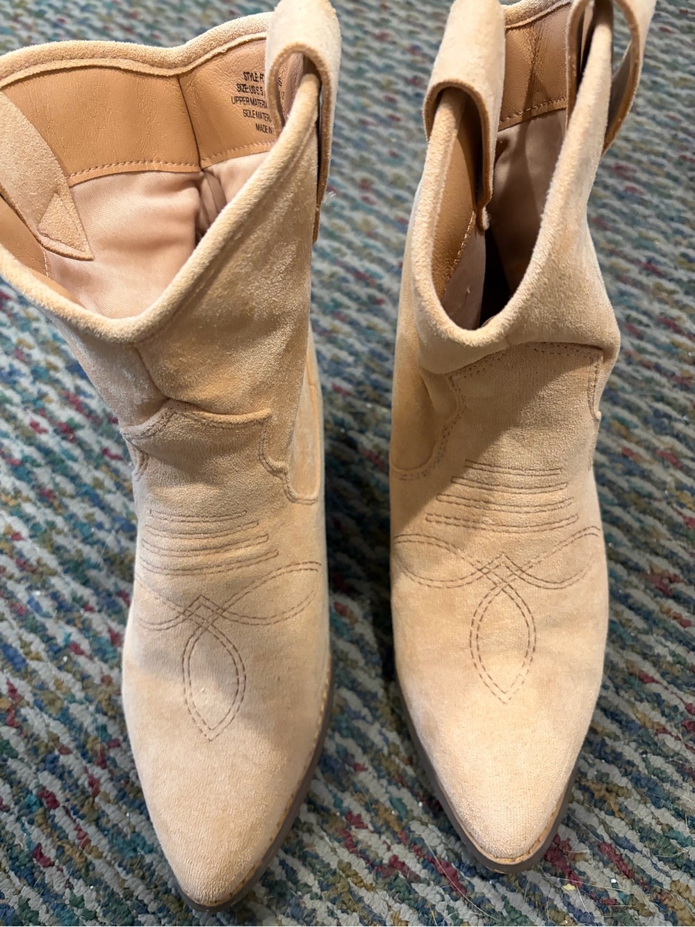 Women's Tan Suede Western Ankle Boots